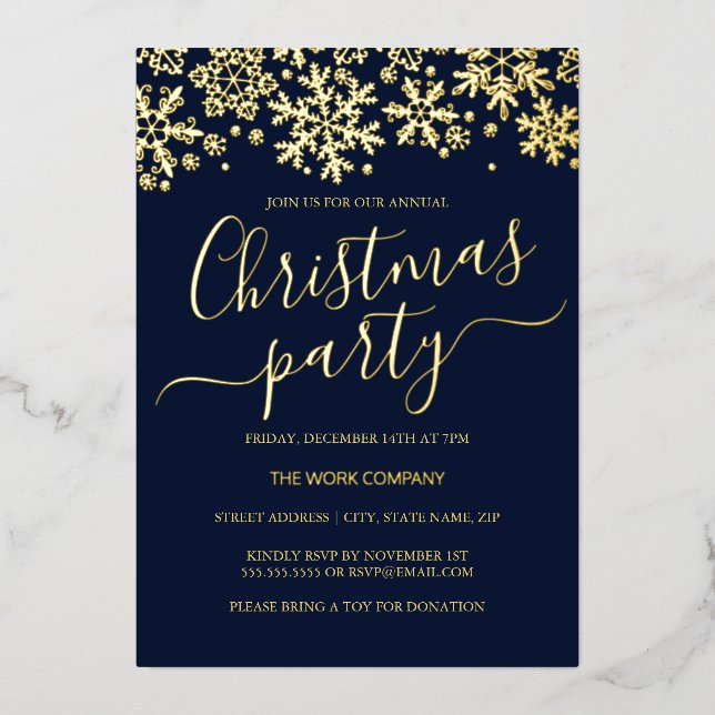 Snowflake Navy Corporate Christmas Party  (Front)