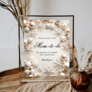Snowflake Neutral Baby Shower Address an Envelope Poster