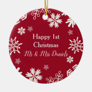 Snowflake Newlywed Christmas Ornament