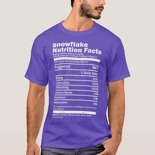 Snowflake Nutrition Facts on back Socialist USA T-Shirt (Front)