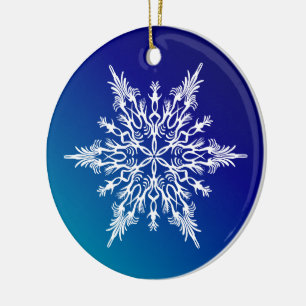 Snowflake on Blue Ceramic Tree Decoration