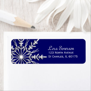Snowflake on Blue Holiday Return Address
