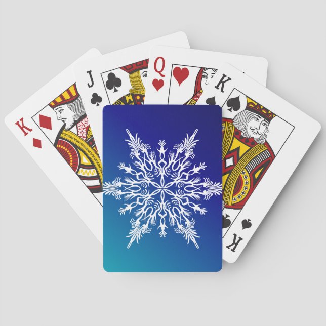 SNOWFLAKE  on Blue Playing Cards (Back)