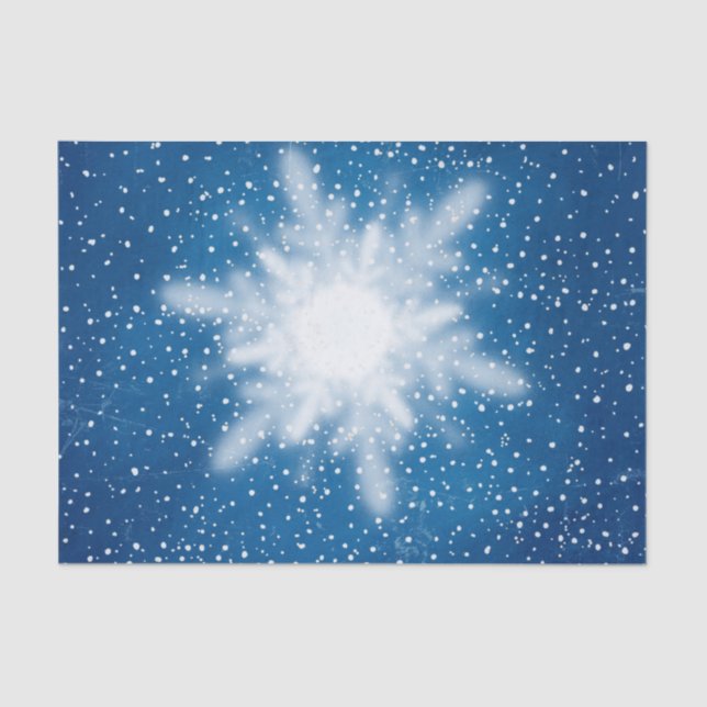 Snowflake on Blue Winter Sky Tissue Paper (Front)