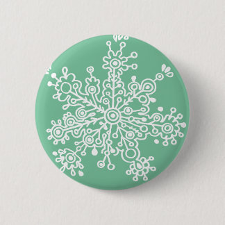 Snowflake (on Green) 6 Cm Round Badge