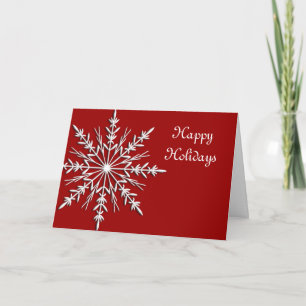 Snowflake on Red Business Christmas Holiday Card