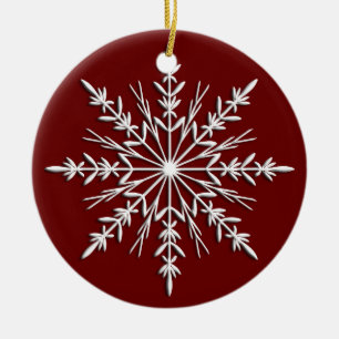 Snowflake on Red Dated Ceramic Tree Decoration