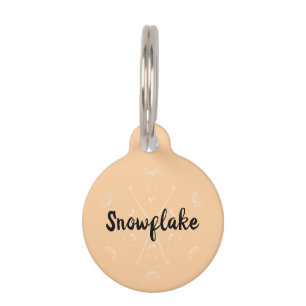 Snowflake orange winter name pet tag