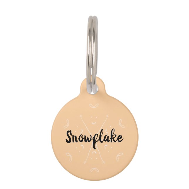 Snowflake orange winter name pet tag (Front)