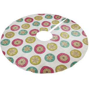 Snowflake Orbs on White Holiday Tree Skirt