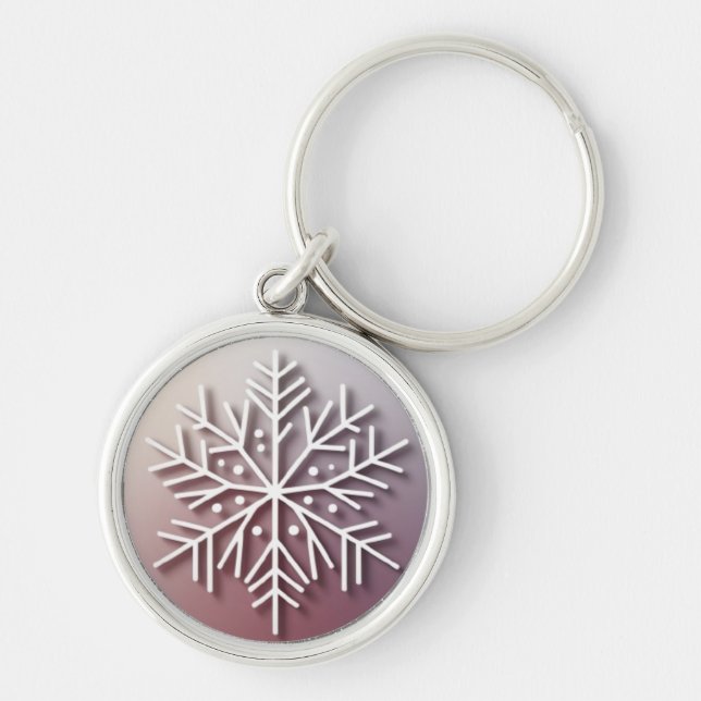 Snowflake Ornament Icon – Winter Holiday Design  Key Ring (Front)