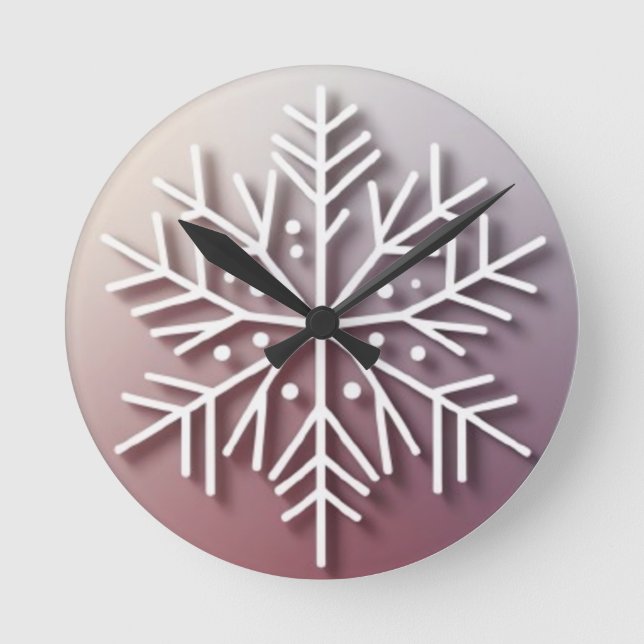Snowflake Ornament Icon – Winter Holiday Design  Round Clock (Front)