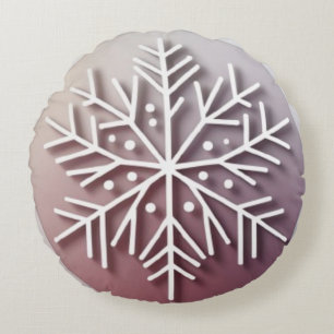 Snowflake Ornament Icon – Winter Holiday Design  Round Cushion