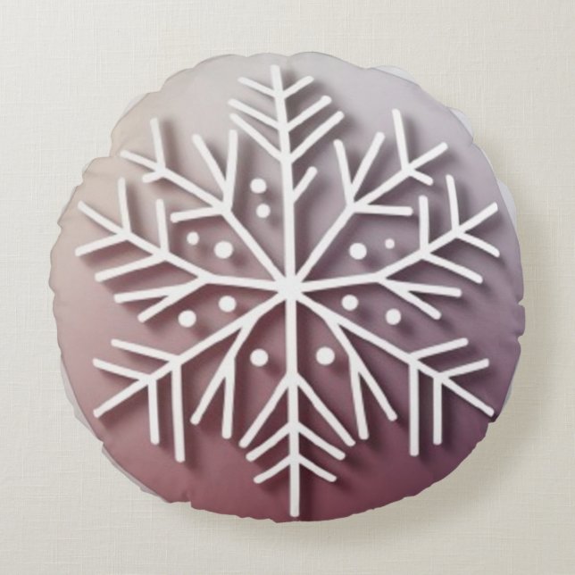 Snowflake Ornament Icon – Winter Holiday Design  Round Cushion (Front)