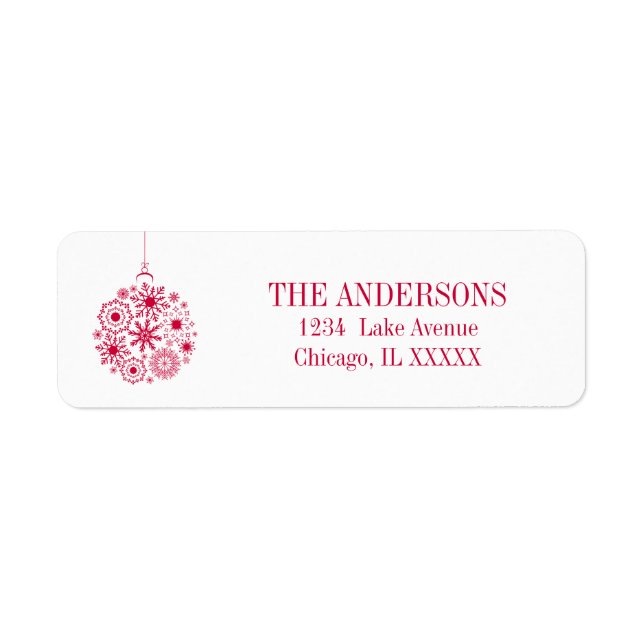 Snowflake Ornament Merry Christmas Address Label (Front)