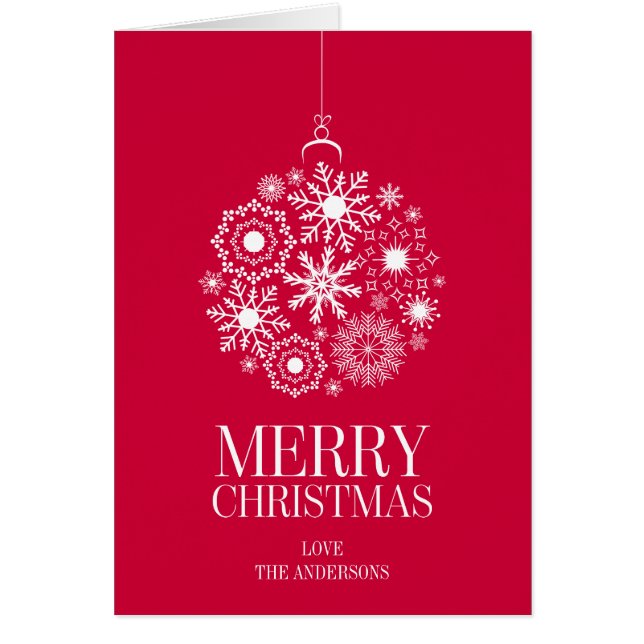 Snowflake Ornament Merry Christmas Greeting Card (Front)