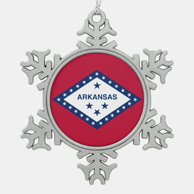 Snowflake Ornament with Arkansas Flag (Front)