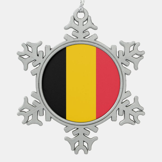 Snowflake Ornament with Belgium Flag (Front)