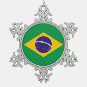 Snowflake Ornament with Brazil Flag
