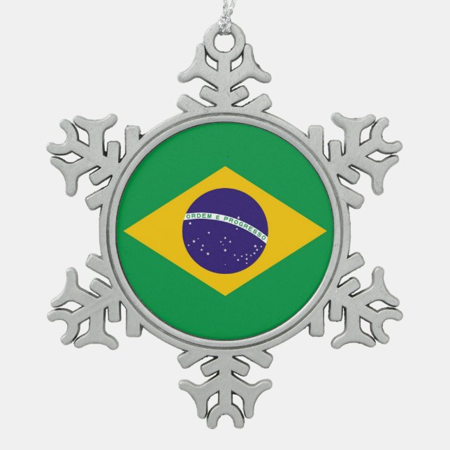 Snowflake Ornament with Brazil Flag (Front)