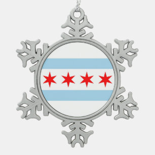 Snowflake Ornament with Chicago, Illinois Flag