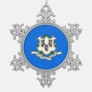 Snowflake Ornament with Connecticut Flag