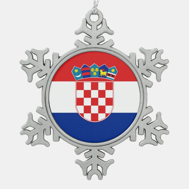 Snowflake Ornament with Croatia Flag (Front)