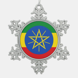 Snowflake Ornament with Ethiopia Flag