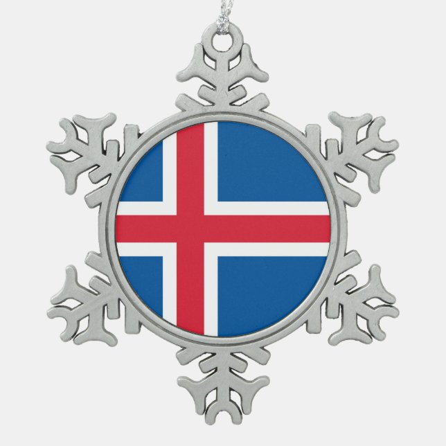Snowflake Ornament with Iceland Flag (Front)