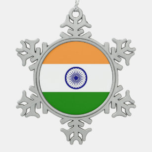 Snowflake Ornament with India Flag