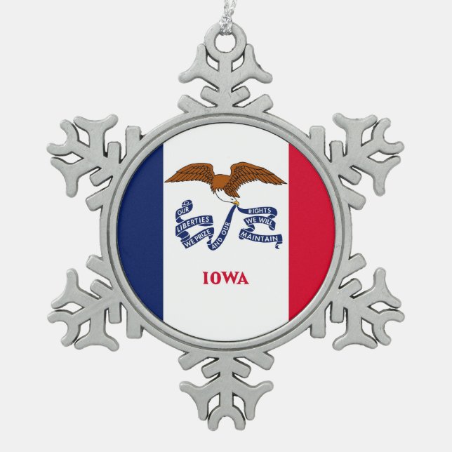 Snowflake Ornament with Iowa Flag (Front)