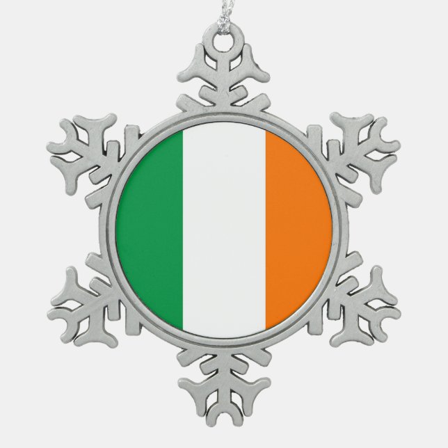 Snowflake Ornament with Ireland Flag (Front)