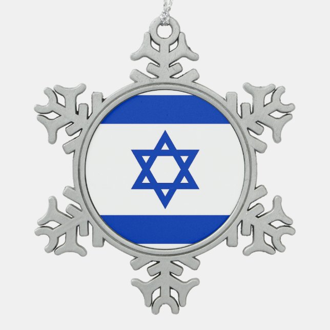 Snowflake Ornament with Israel Flag (Front)