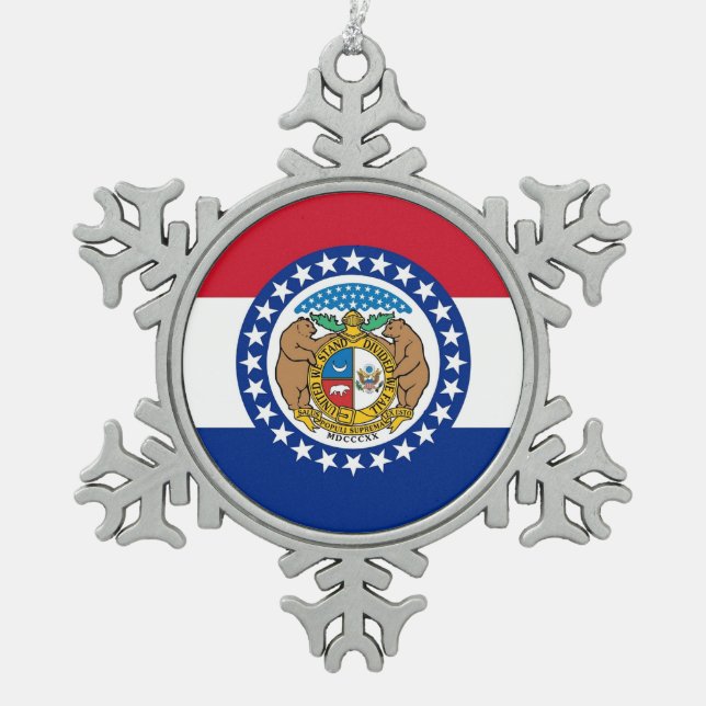 Snowflake Ornament with Missouri Flag (Front)