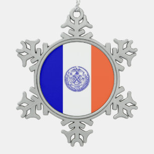 Snowflake Ornament with New York Flag