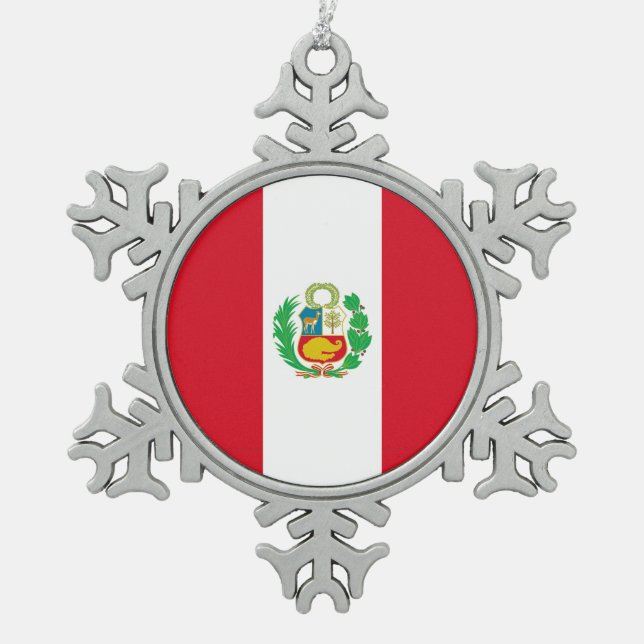 Snowflake Ornament with Peru Flag (Front)