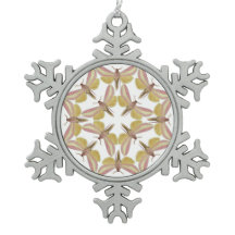 Snowflake ornament with pink hawk moths