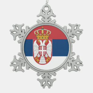 Snowflake Ornament with Serbia Flag