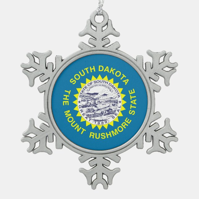 Snowflake Ornament with South Dakota Flag (Front)