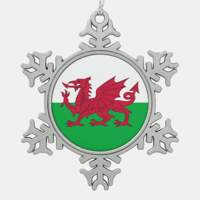 Snowflake Ornament with Wales Flag (Front)