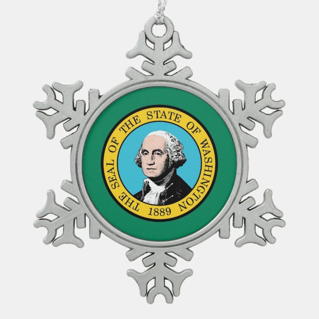 Snowflake Ornament with Washington State Flag (Front)