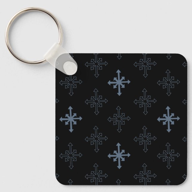 Snowflake outline pattern, Gothic cross inspired Key Ring (Front)
