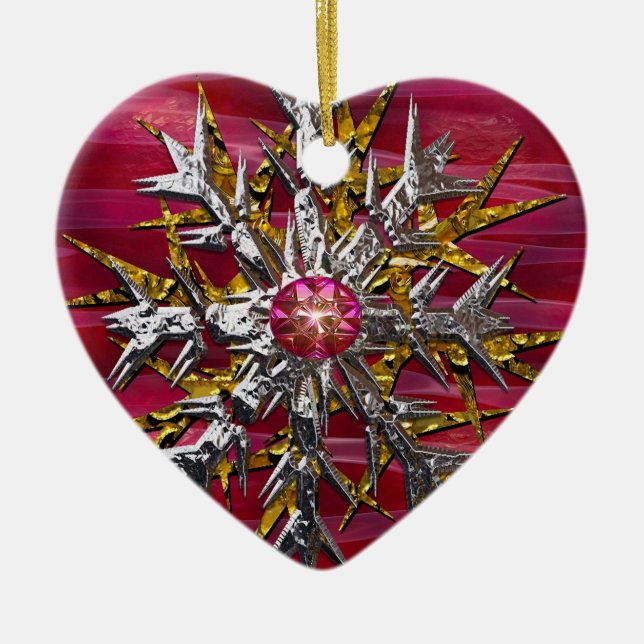 Snowflake Over Paris Ceramic Tree Decoration (Front)