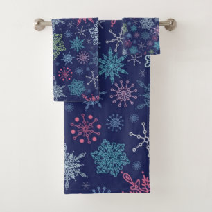Snowflake pattern bath towel set
