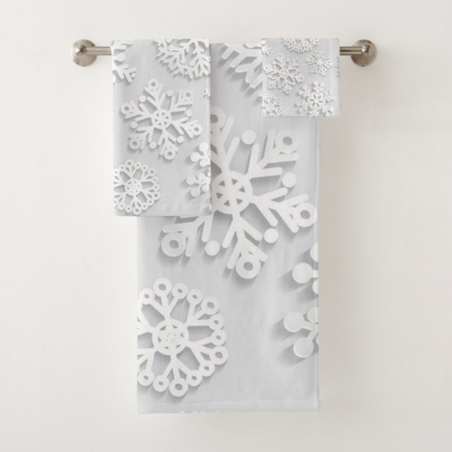 Snowflake pattern	 bath towel set (Insitu)