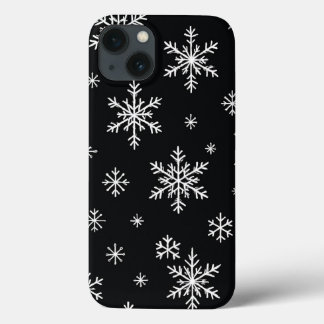 Snowflake Pattern Black Phone Case