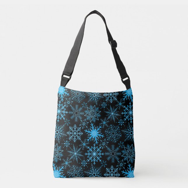 Snowflake pattern blue  crossbody bag (Front)
