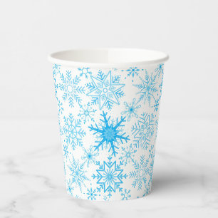 Snowflake pattern blue paper cups