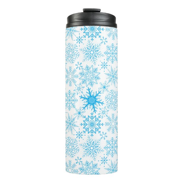 Snowflake pattern blue  thermal tumbler (Front)