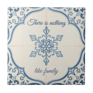 Snowflake pattern blue & white holiday custom name tile